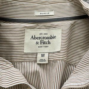 Abercrombie and Fitch, Muscle Fit, Men's Brown and White, Shirt, Size Medium